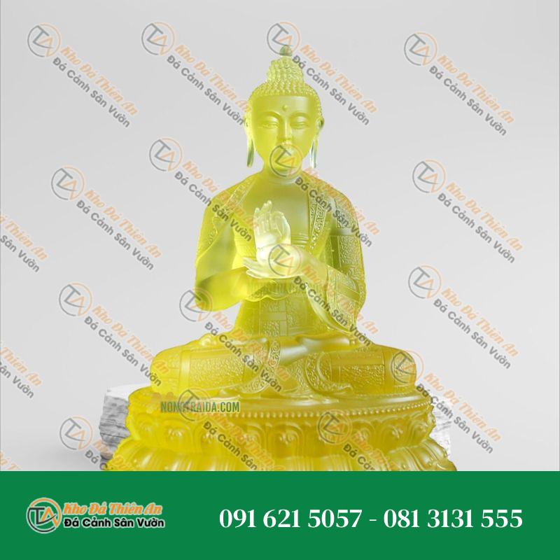 Tượng Phật Dược Sư Lưu Ly Ngồi – Đá Lưu Ly Vàng 12.5cm – Khodathienan.com