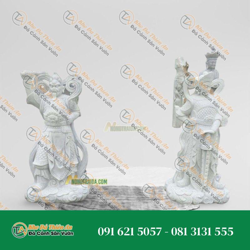 Tượng Hộ Pháp Vi Đà Tiêu Diện Đá Trắng Xanh 169cm, Kiểu Dáng Uy Nghi | Khodathienan.com