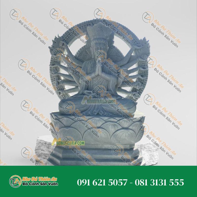 Tượng Phật Mẫu Chuẩn Đề Vương Bồ Tát – Đá Trắng Xám 109cm