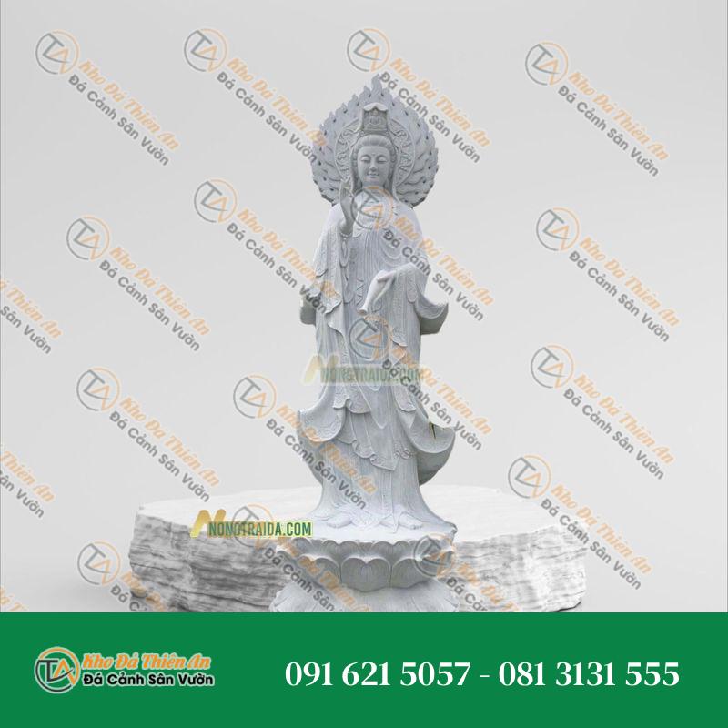 Tượng Phật Mẹ Quan Âm Đá Trắng Nghệ An 177cm – Kiểu Dáng Độc Đáo | Khodathienan.com