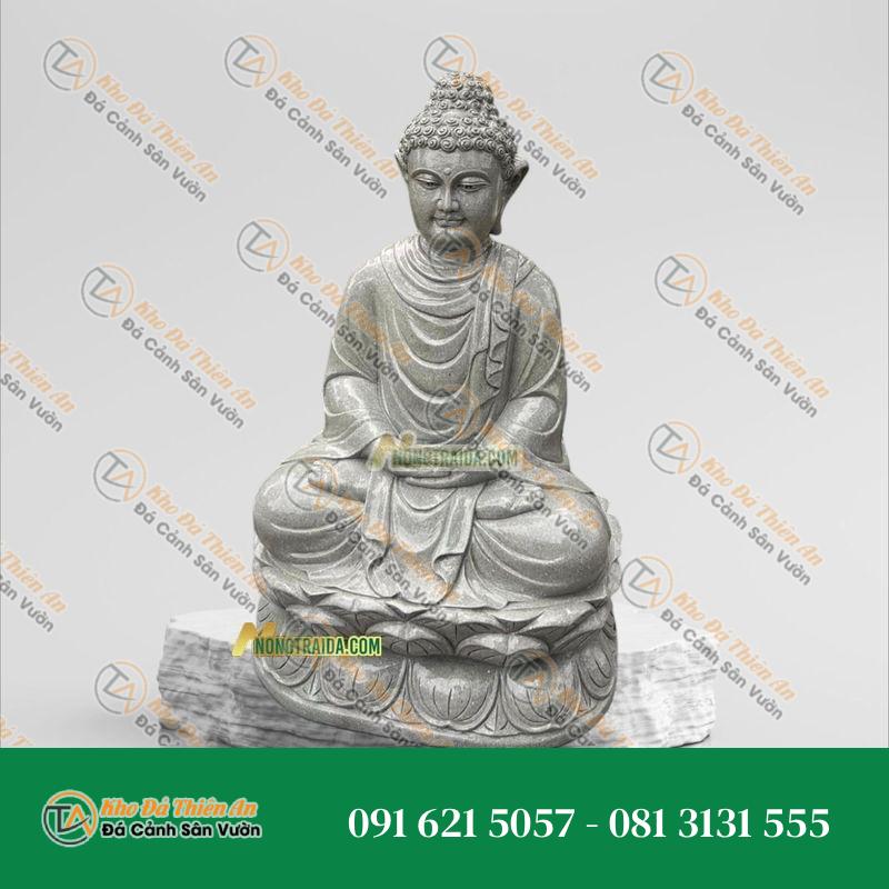 Tượng Mẹ Quan Âm Ngồi Đá Granite Xám – 104cm – Khodathienan.com