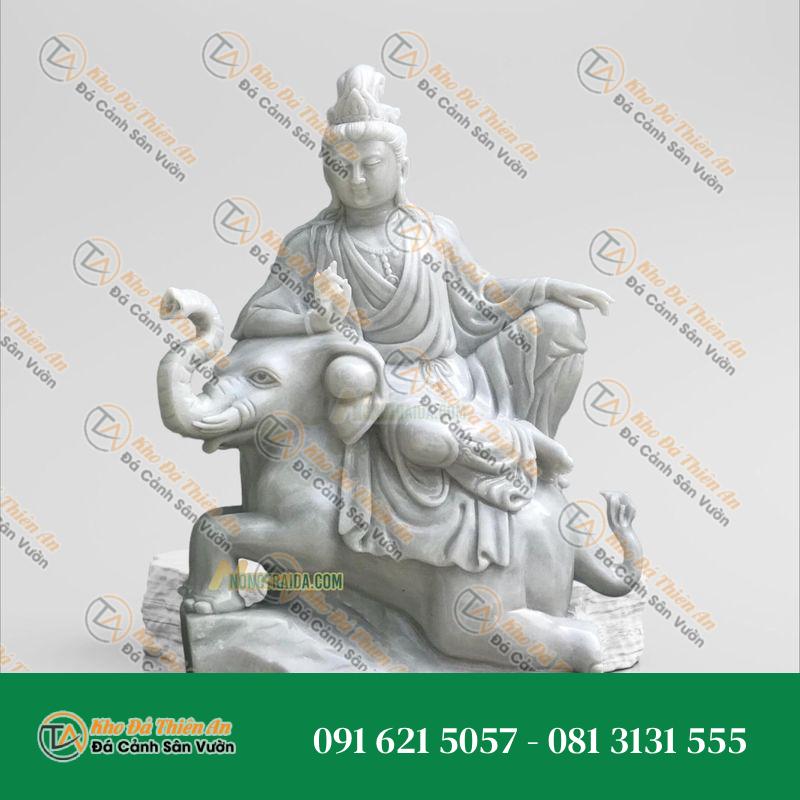Tượng Phật Phổ Hiền Đá Cẩm Thạch Trắng 149cm – Uy Nghi, Thịnh Vượng | Khodathienan.com
