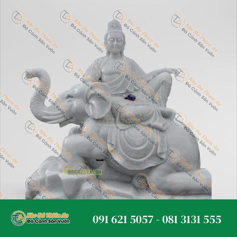 Tượng Phổ Hiền Bồ Tát Đá Trắng Muối 153cm – Nét Đẹp Thuần Khiết | Khodathienan.com