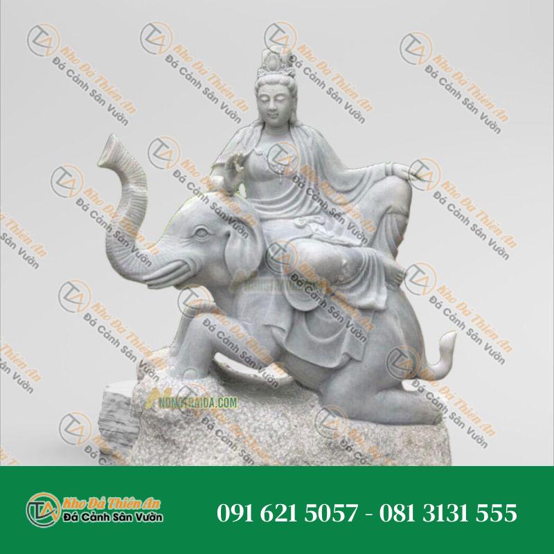 Tượng Phật Phổ Hiền Bồ Tát Đá Cẩm Thạch Trắng 125cm – Trí Tuệ, May Mắn | Khodathienan.com