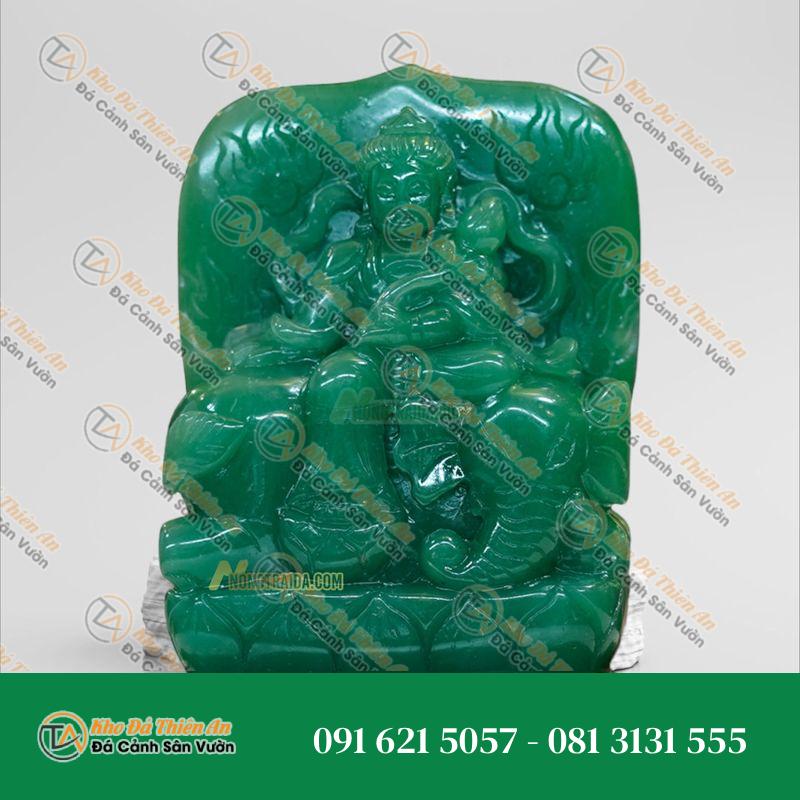 Tượng Phật Phổ Hiền Đá Thạch Anh Xanh – Để Xe – 15cm – Khodathienan.com