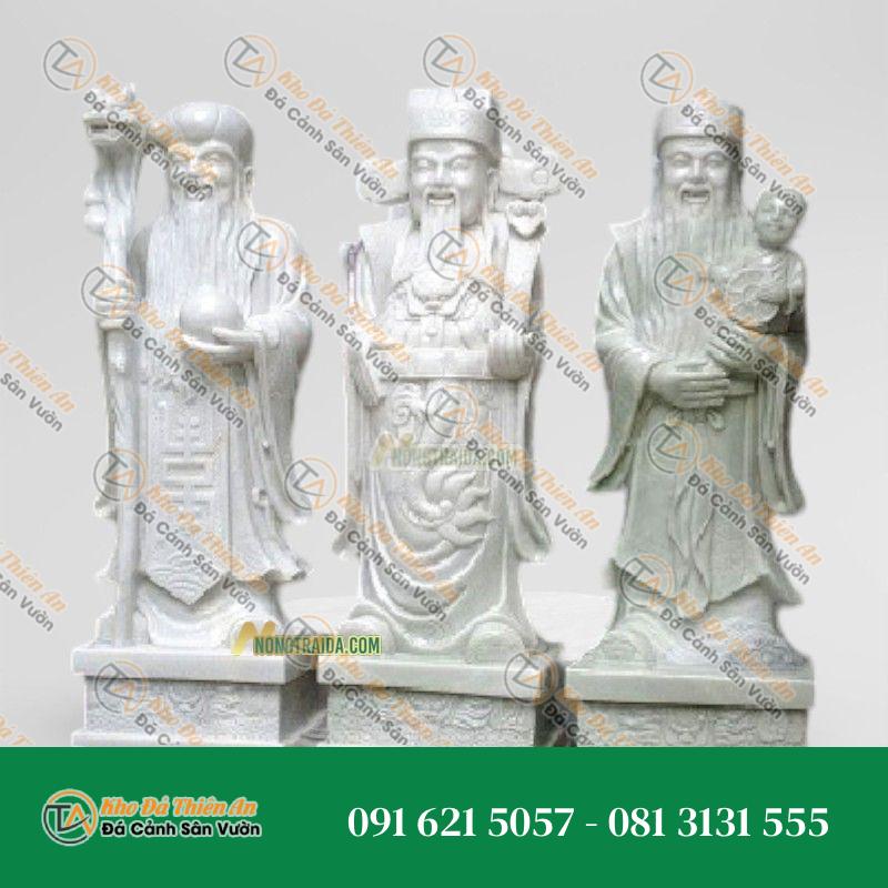 Tượng Phật Phúc Lộc Thọ Đá Trắng Xanh 165cm, Kiểu Dáng Tinh Xảo | Khodathienan.com