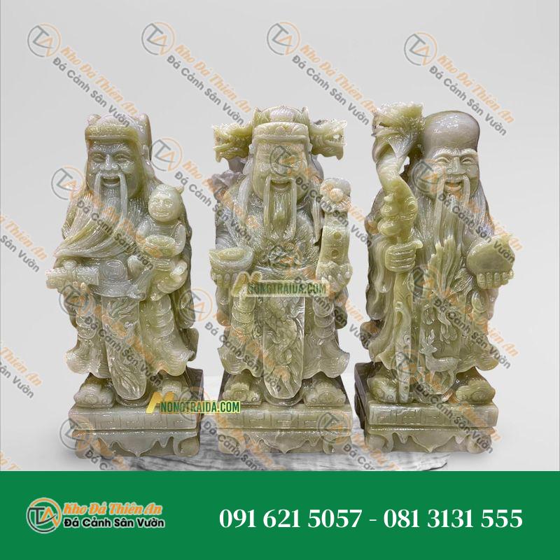 Tượng Phật Phúc Lộc Thọ Nhỏ Đá Xanh Onyx 16cm – Khodathienan.com