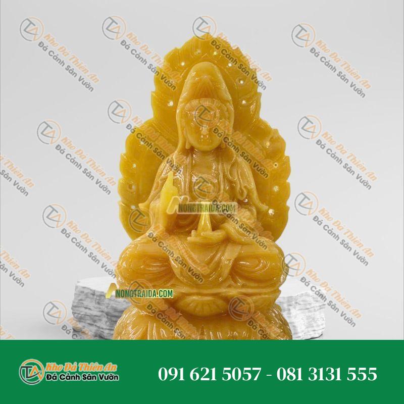 Tượng Quan Âm 2 Mặt – Đá Ngọc Hoàng Long – 10cm – Để Xe Ô Tô – Khodathienan.com