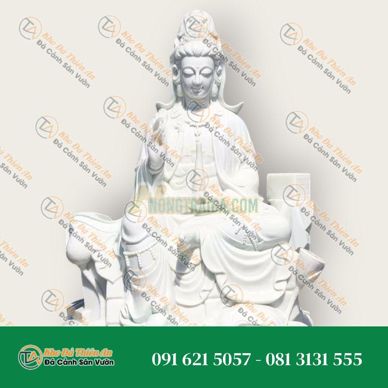 Tượng Phật Quan Âm Đá Trắng – Tác Phẩm Nghệ Thuật Cho Vườn – Khodathienan.com