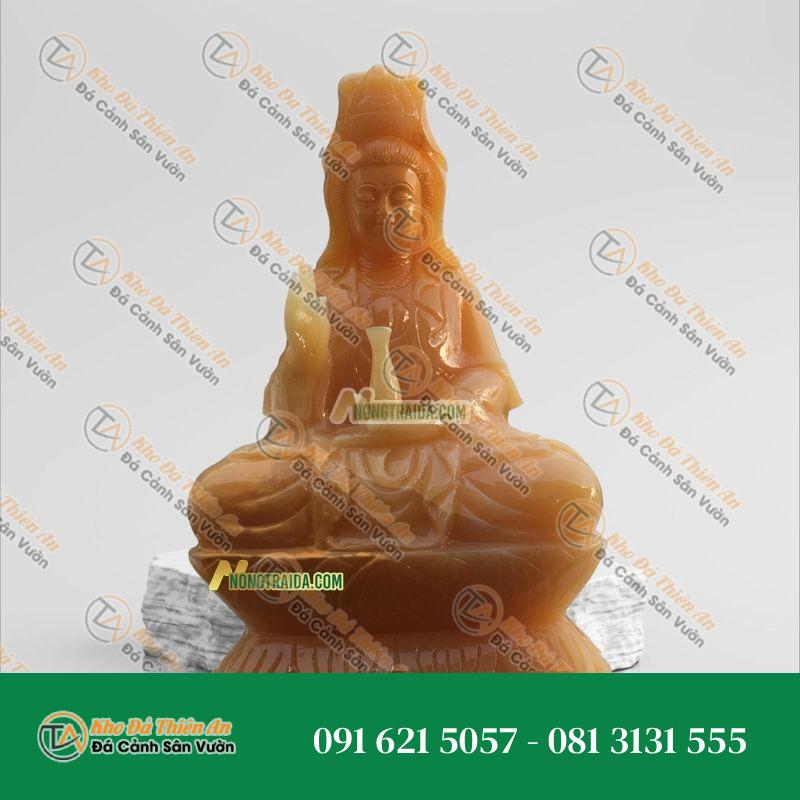 Tượng Quan Âm Bồ Tát Để Xe Hơi – Đá Ngọc Hoàng Long – 12cm | Khodathienan.com