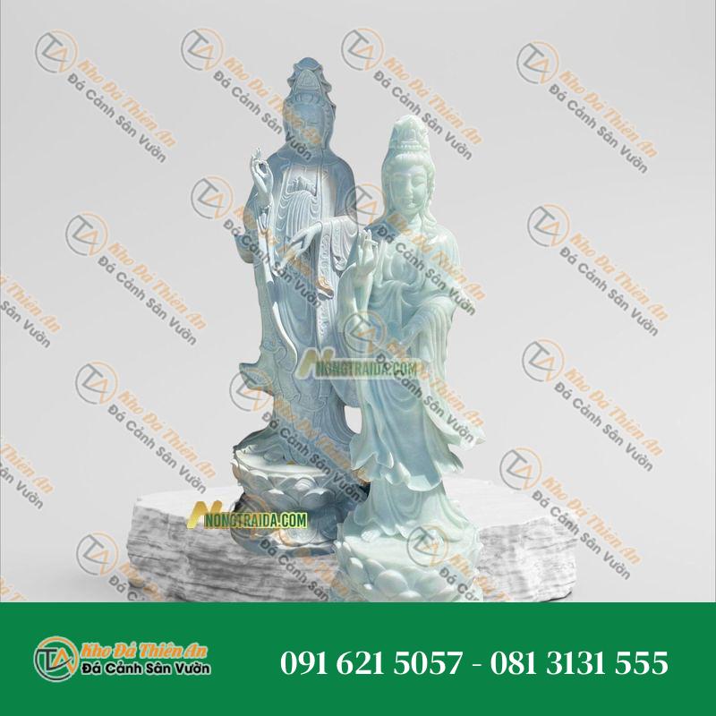 Tượng Phật Quan Âm Đá Trắng Xanh – 202cm – Kiệt Tác Nghệ Thuật – Khodathienan.com