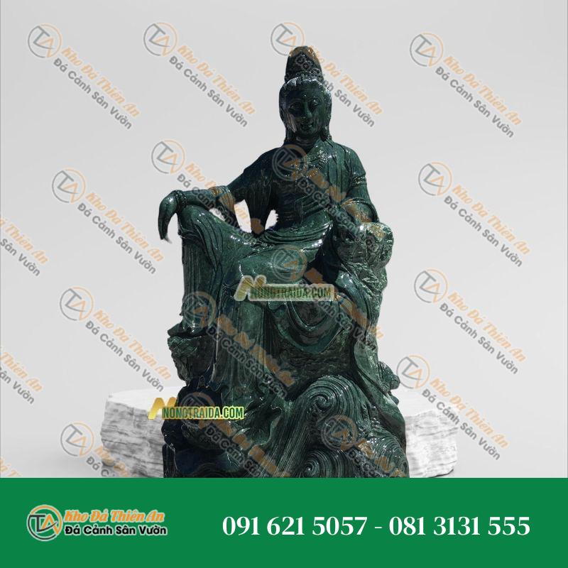 Tượng Phật Quan Âm Tự Tại – Đá Xanh Ấn Độ 168cm – Khodathienan.com