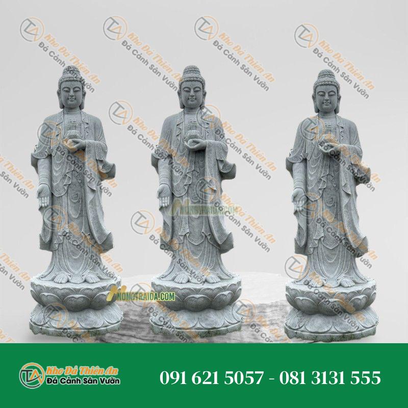 Tượng Phật Tam Bảo Đứng – Đá Cẩm Thạch Vân 92cm – Khodathienan.com