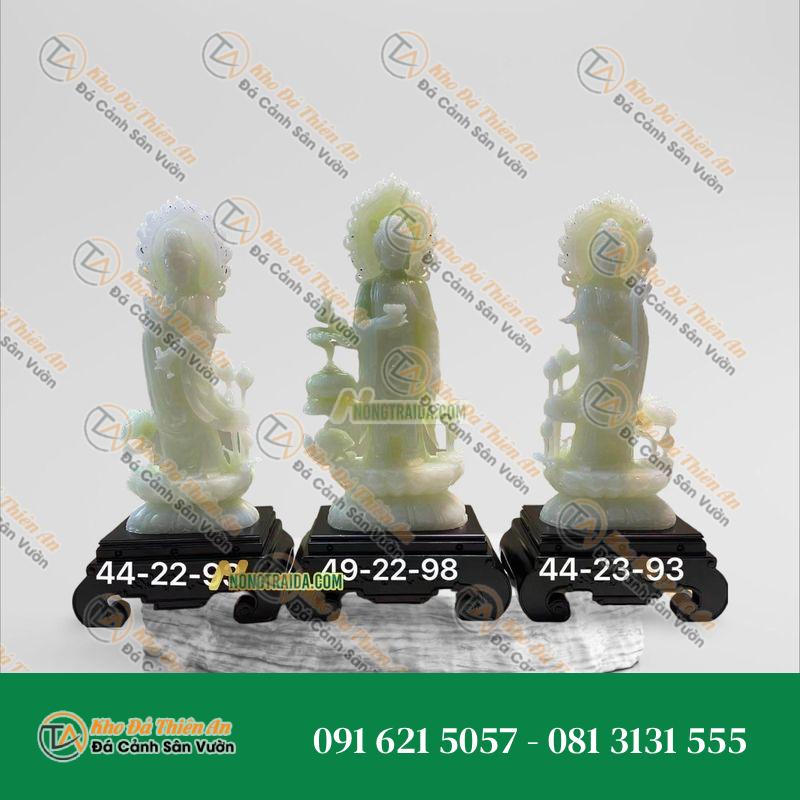 Tượng Phật Tây Phương Tam Thánh Đứng Bằng Đá Trắng Yên Bái – Cao 189cm | Phong Thủy Tài Lộc