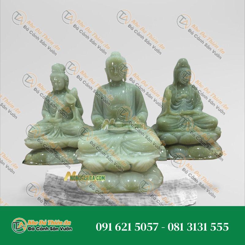Tượng Tây Phương Tam Thánh Đá Ngọc Secpentine 166cm – Nét Đẹp Thiêng Liêng | Khodathienan.com