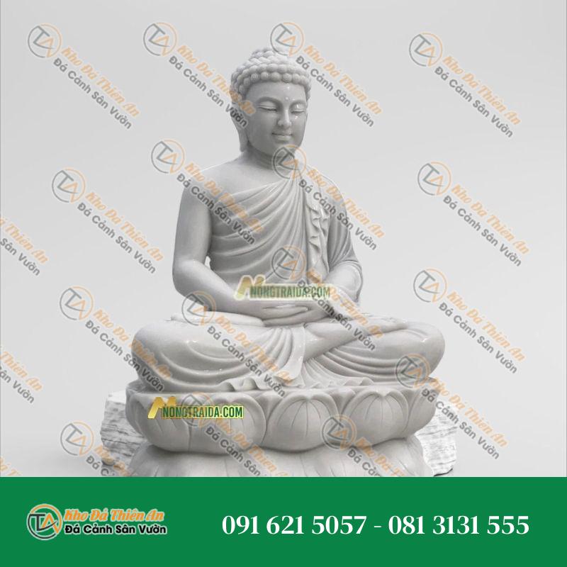 Tượng Phật Thích Ca Để Bàn – Đá Trắng Xuất Khẩu 119cm – Khodathienan.com