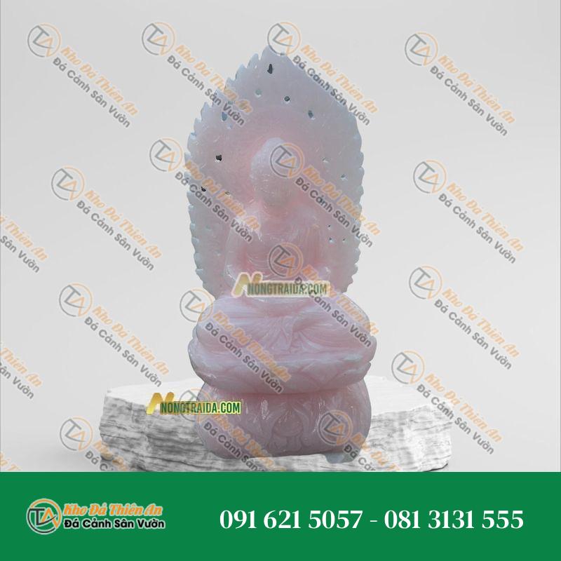 Tượng Phật Thích Ca Mini Đá Thạch Anh Hồng 15cm – Bình An, May Mắn | Khodathienan.com