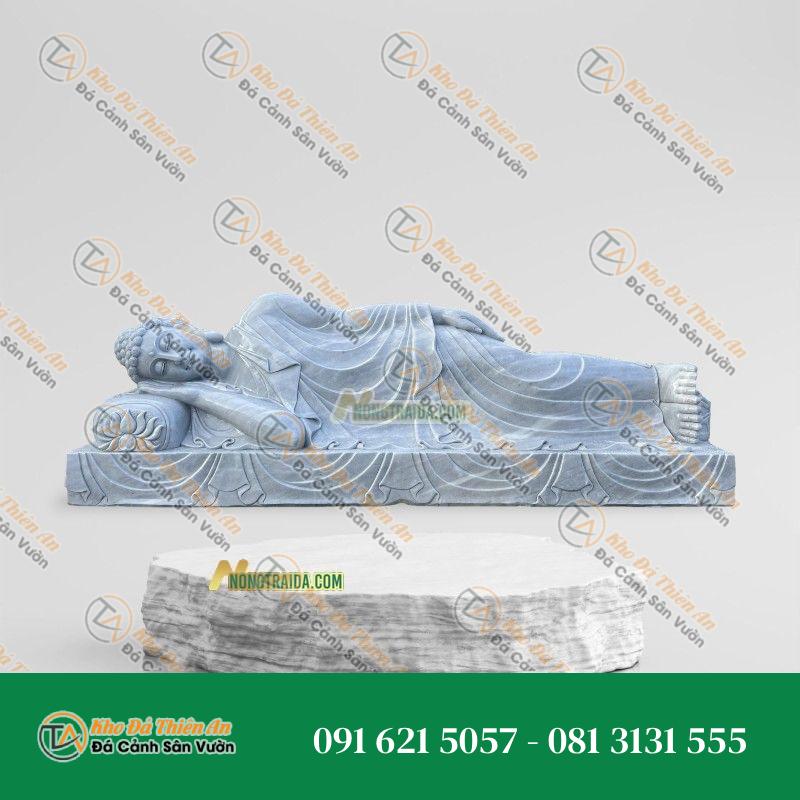 Tượng Phật Thích Ca Nằm Đá Trắng Xanh 193cm – Nét Đẹp Tinh Khôi – Khodathienan.com