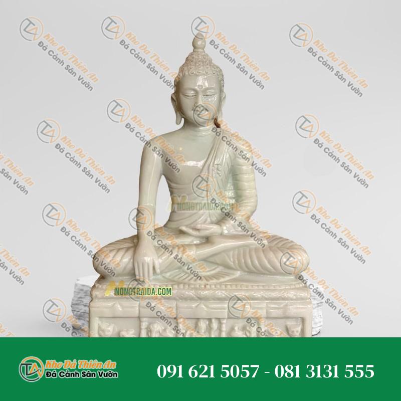 Tượng Phật Thích Ca Nam Tông Đá Trắng Cẩm Thạch 69cm – Tác Phẩm Điêu Khắc Tinh Xảo