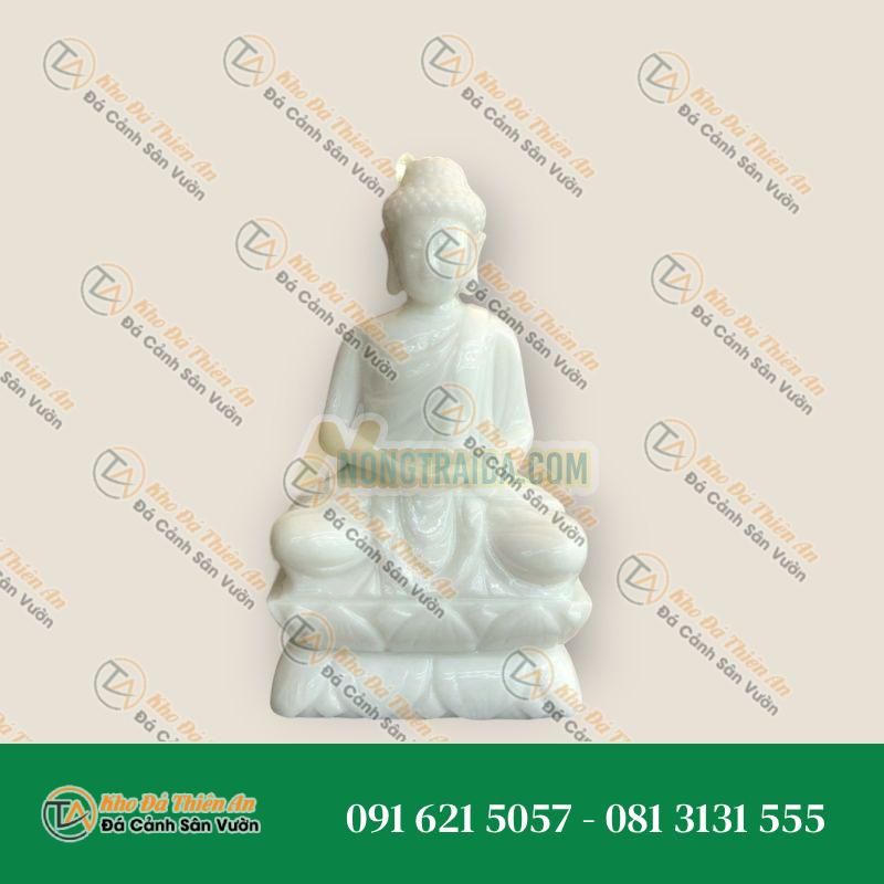 Tượng Phật Thích Ca Đá Cẩm Thạch Trắng 30cm – Gọn Gàng & Ấn Tượng – Khodathienan.com