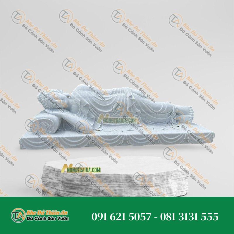 Tượng Phật Thích Ca Nhập Niết Bàn – Đá Trắng Cẩm Thạch 164cm – Khodathienan.com