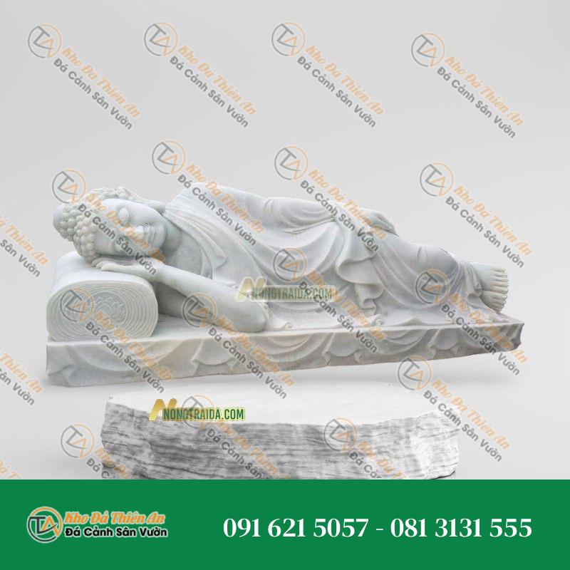 Tượng Phật Thích Ca Nhập Niết Bàn Đá Trắng Lục Yên 209cm – Khodathienan.com