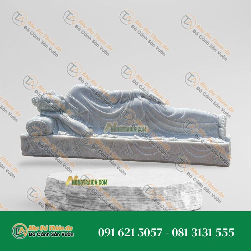Tượng Phật Thích Ca Niết Bàn Bằng Trắng Cẩm Thạch 198cm – Tác Phẩm Điêu Khắc Tinh Xảo