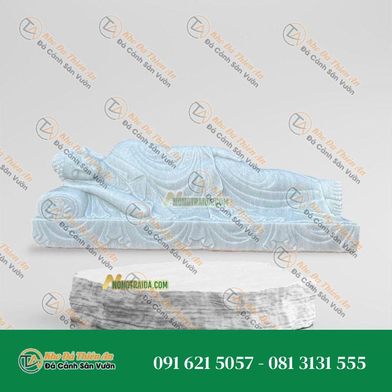 Tượng Phật Thích Ca Niết Bàn Bằng Trắng Muối 187cm – Tác Phẩm Điêu Khắc Tinh Xảo