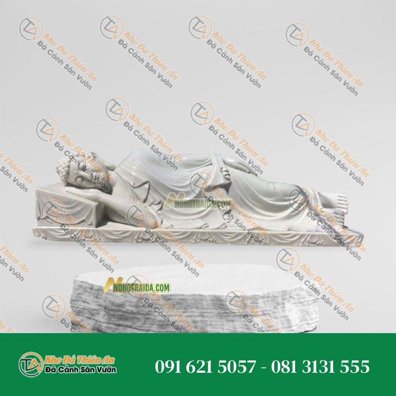 Tượng Phật Thích Ca Niết Bàn Bằng Trắng Sứ 182cm – Tác Phẩm Điêu Khắc Tinh Xảo