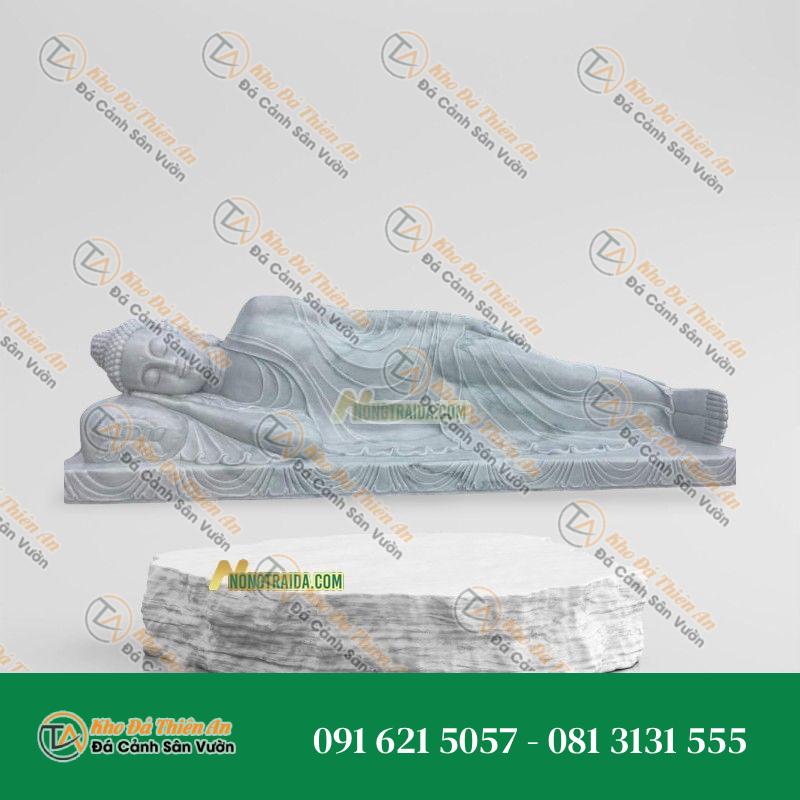 Tượng Phật Thích Ca Niết Bàn Bằng Trắng Vân Xanh 200cm – Tác Phẩm Điêu Khắc Đặc Sắc
