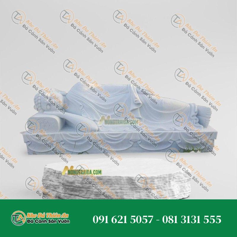 Tượng Phật Thích Ca Niết Bàn Bằng Trắng Xanh 252cm – Tác Phẩm Điêu Khắc Đặc Sắc