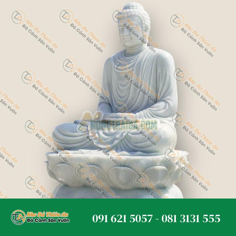 Tượng Phật Thiền Áo Dài Đông Đá Trắng 205cm – Khodathienan.com
