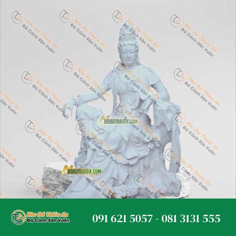 Tượng Phật Tự Tại Đá Trắng Yên Bái 214cm – Uy Nghi, Trang Nghiêm | Khodathienan.com