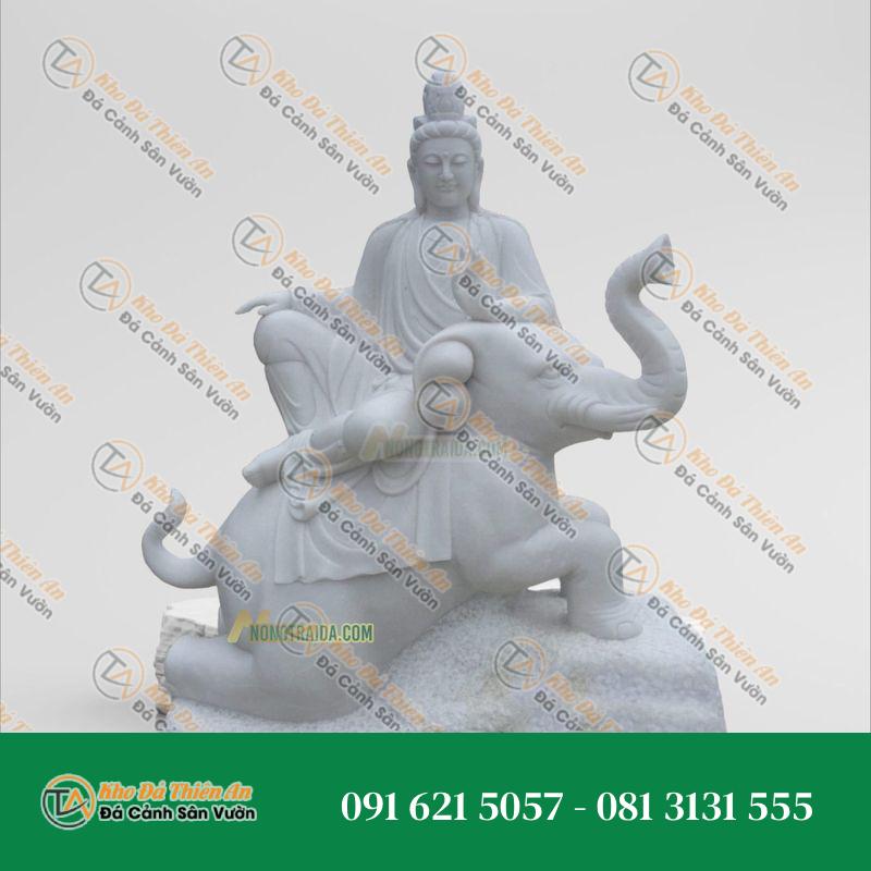 Tượng Phổ Hiền Bồ Tát Đá Trắng Nghệ An 136cm, Kiểu Dáng Uy Nghi, Thanh Tịnh | Khodathienan.com