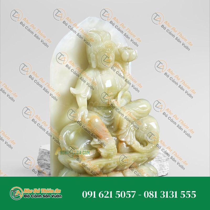 Tượng Phổ Hiền Bồ Tát Để Ô Tô – Đá Onyx Xanh 13.5cm – Mang Lại Bình An, May Mắn | Khodathienan.com