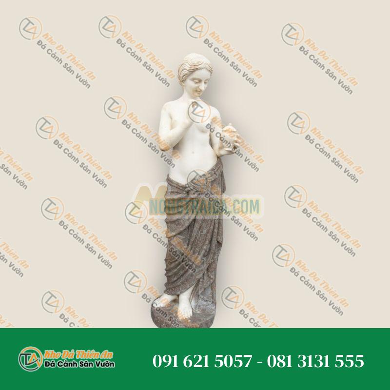 Tượng Phụ Nữ Hy Lạp Đá Carrara & Nâu – Kiểu Dáng Cổ Điển, Sang Trọng – Khodathienan.com