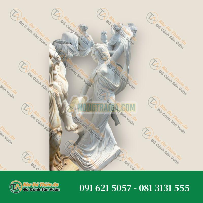 Tượng Phụ Nữ Nhảy Múa – Đá Cẩm Thạch Trắng Carrara – Khodathienan.com