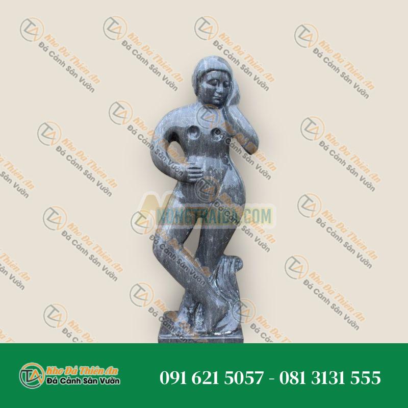 Tượng Phụ Nữ Trừu Tượng Hiện Đại Đá Cẩm Thạch Đen Bỉ – Kiểu Dáng Độc Đáo – Khodathienan.com