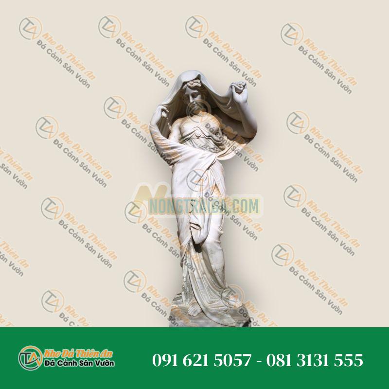 Tượng Phụ Nữ Tượng Trưng Cho Mùa Đông Bằng Đá Cẩm Thạch Trắng Carrara & Arabescato