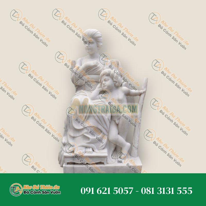 Tượng Phụ Nữ & Thiên Thần Putti – Đá Cẩm Thạch Carrara – Khodathienan.com