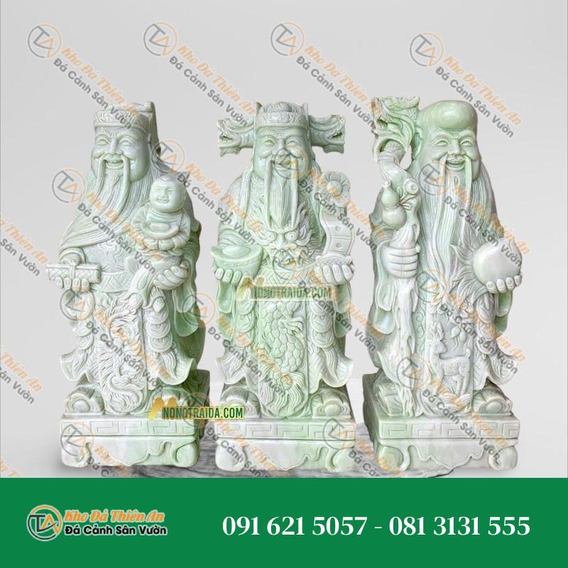Tượng Phúc Lộc Thọ Nhỏ – Đá Cẩm Thạch Trắng Xanh – 18cm – Kiểu Dáng Tinh Tế, Sang Trọng | Khodathienan.com