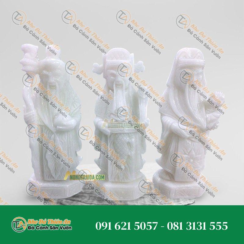 Tượng Phúc Lộc Thọ Nhỏ Đá Trắng Muối 19cm – Nét Đẹp Tinh Khôi – Khodathienan.com