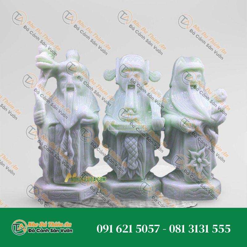 Tượng Phúc Lộc Thọ Cẩm Thạch Trắng Xanh 17cm – Nét Đẹp Tinh Tế | Khodathienan.com