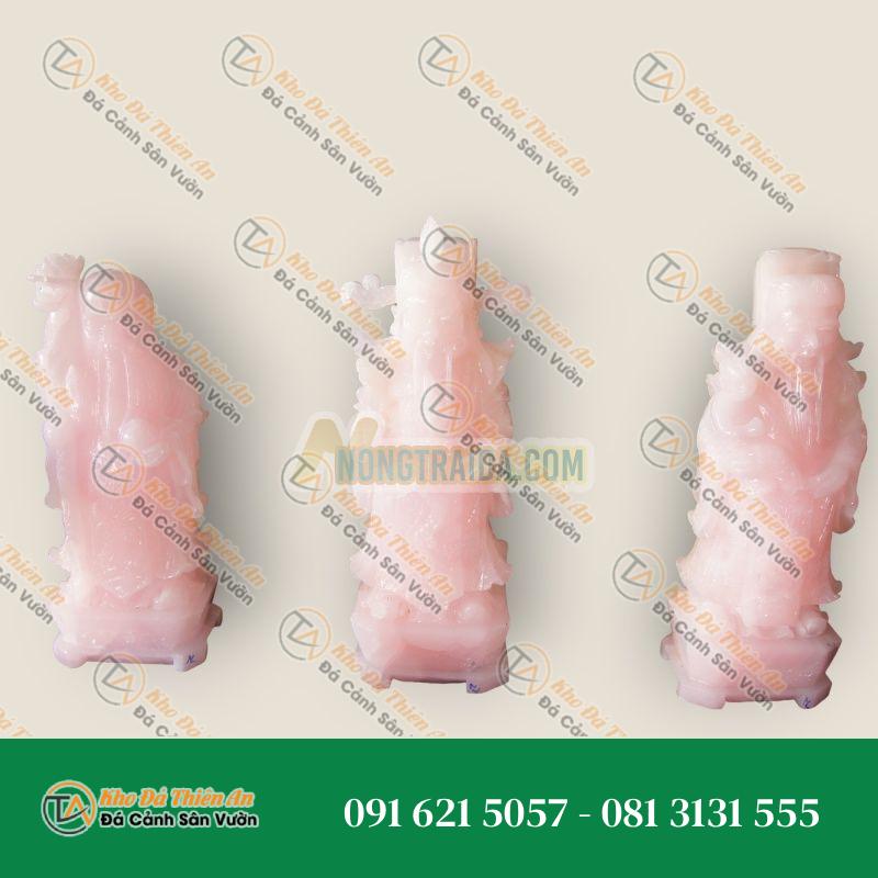 Tượng Phúc – Lộc – Thọ Cao 30cm, Chạm Khắc Đá Rose Quartz – Biểu Tượng Tài Lộc và Sức Khỏe