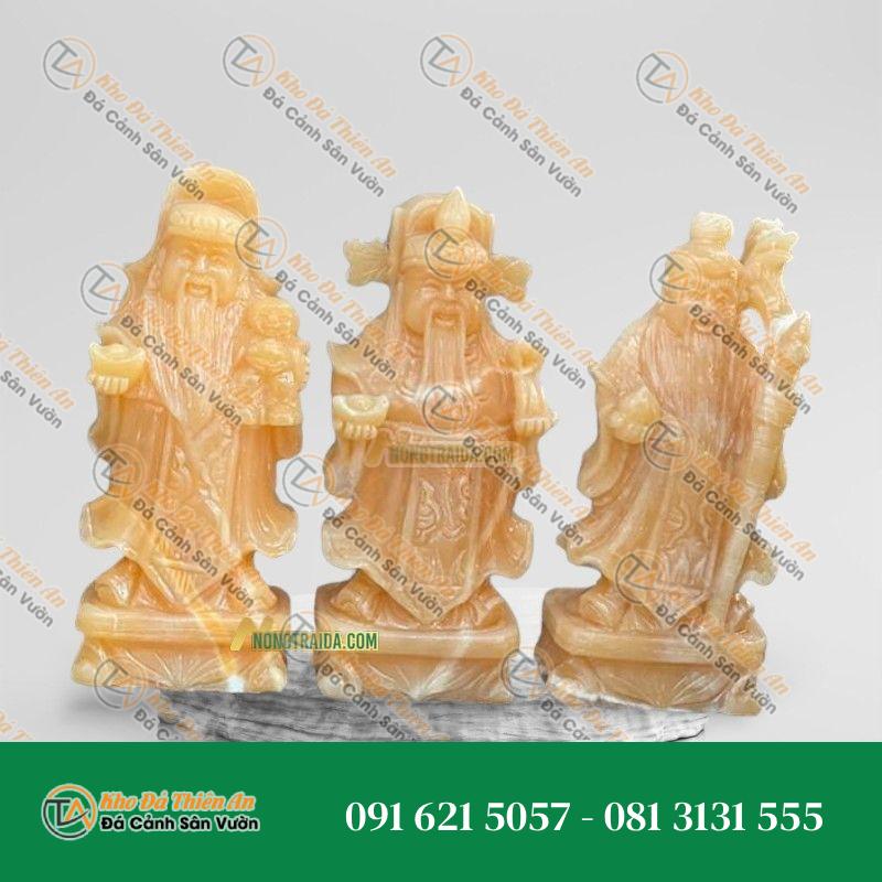 Tượng Phúc Lộc Thọ Nhỏ Đá Hoàng Long 18cm, Kiểu Dáng Độc Đáo | Khodathienan.com