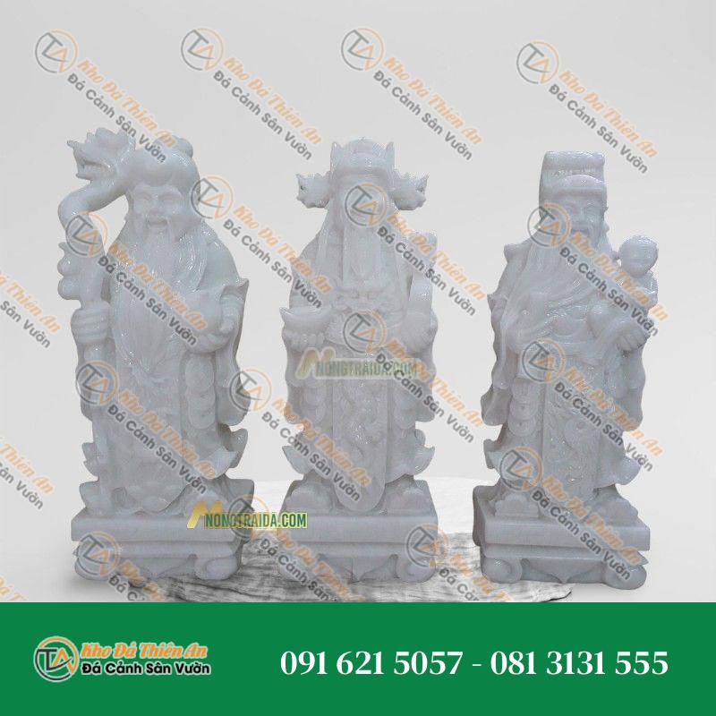 Tượng Phúc Lộc Thọ Nhỏ Bằng Đá Xanh Onyx – Cao 18cm | Quà Tặng Phong Thủy
