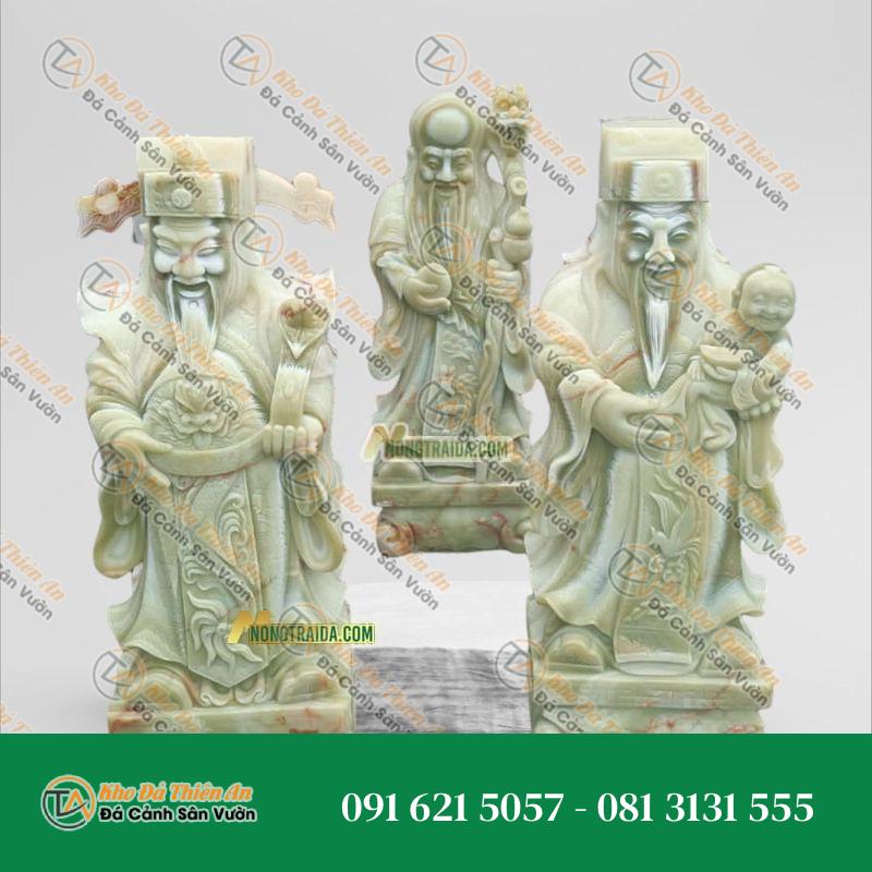 Tượng Phúc Lộc Thọ Nhỏ Bằng Đá Xanh Onyx – Cao 19cm | Quà Tặng Phong Thủy