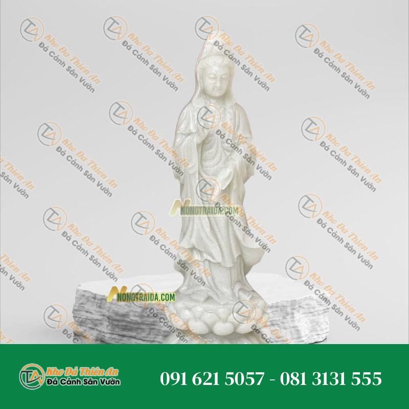 Tượng Quan Âm Bồ Tát Đứng – Đá Trắng Non Nước 173cm – Khodathienan.com
