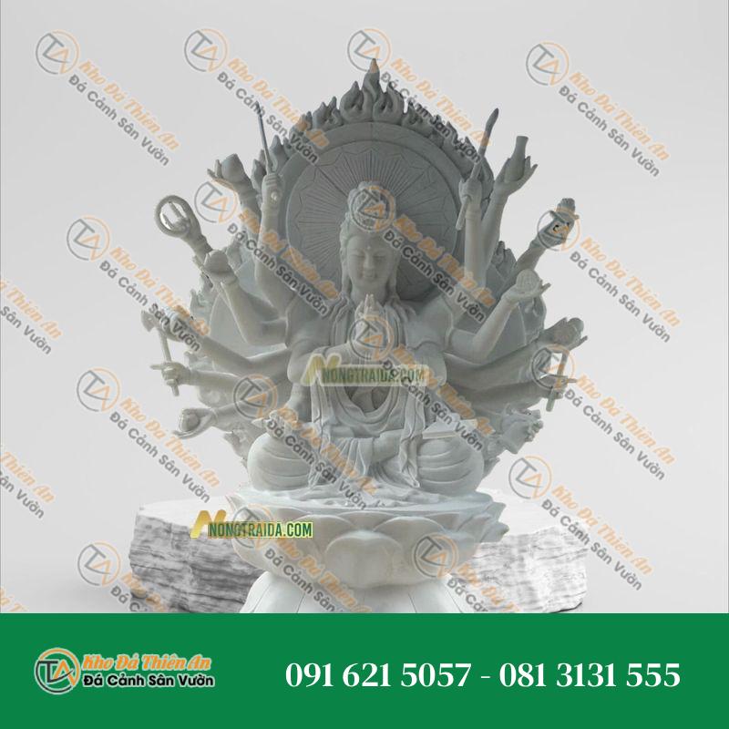 Tượng Quan Âm Chuẩn Đề – Đá Trắng Sứ 89cm – Khodathienan.com