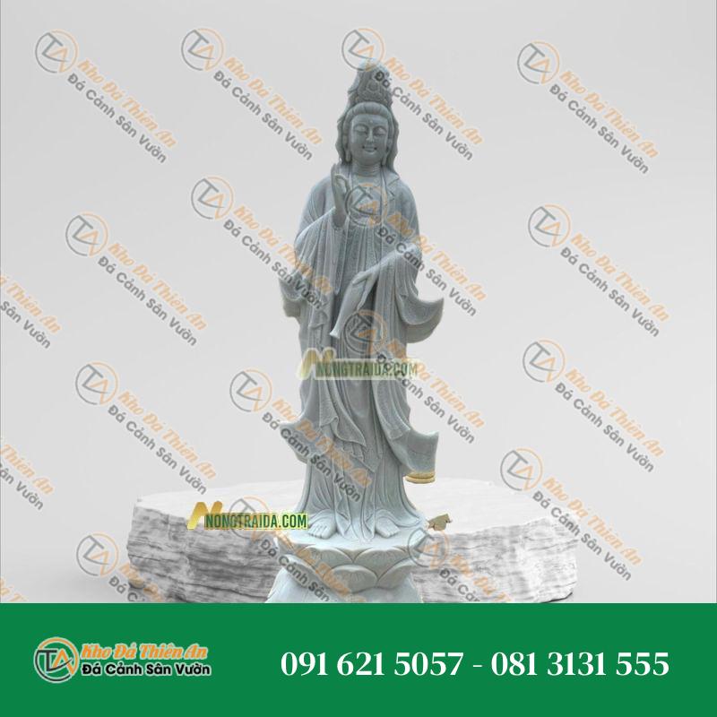 Tượng Quan Âm Đá Non Nước Đứng 192cm, Kiểu Dáng Uy Nghi, Thanh Tịnh | Khodathienan.com